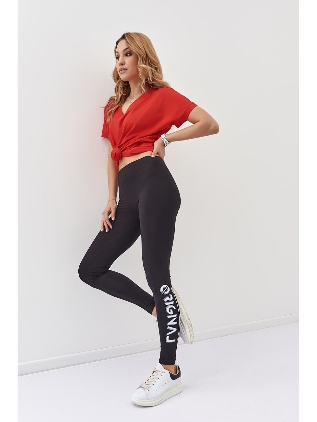 Black women\'s leggings with print 3431 - Online store - Boutique